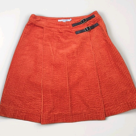 Boden Dresses & Skirts - Boden Women 4 Orange Corduroy Wrap Skirt Buckle Accent Pencil